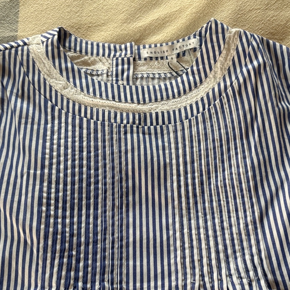 NWOT English Factory Blue Striped Women’s Top - Picture 3 of 4